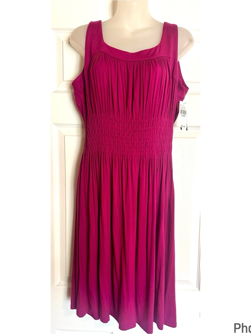 AB Studio Magenta Pink Smocked Midi Dress